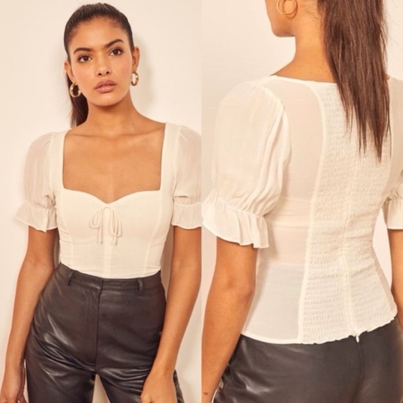 New Reformation Delevan Top in Gossamer Cream Size 6 - Picture 12 of 12